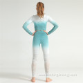 long sleeve gradient color Yoga clothes 2 piece